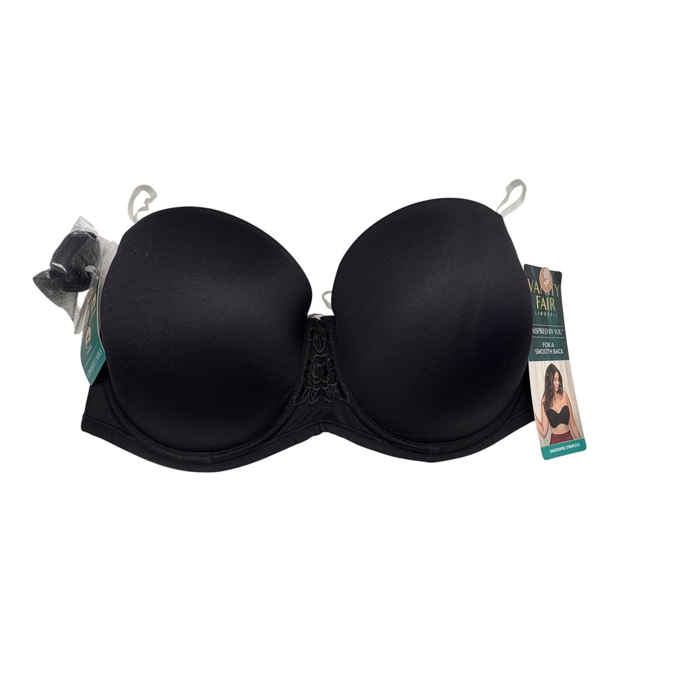 Vanity Fair 36D Black Underwire Strapless 5-Way Convertible Bra 74380TG NWT